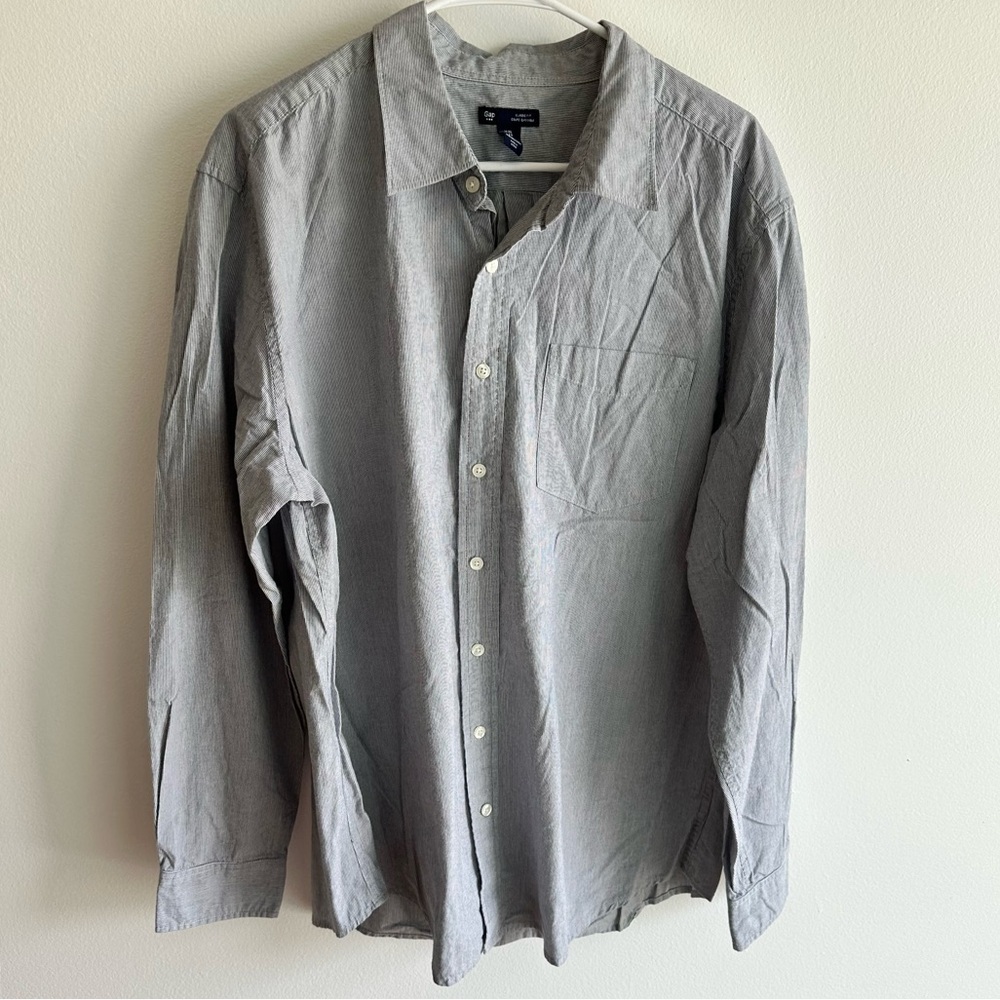 Men's Gray Button-Up Shirt gap classic fit size xl
